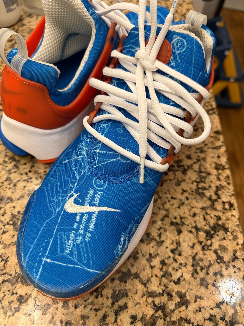 Nike Kids Blue and Orange Athletic Sneakers with White Laces
